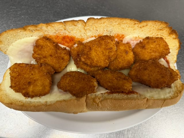 Fried Shrimp Parmesan Sub.